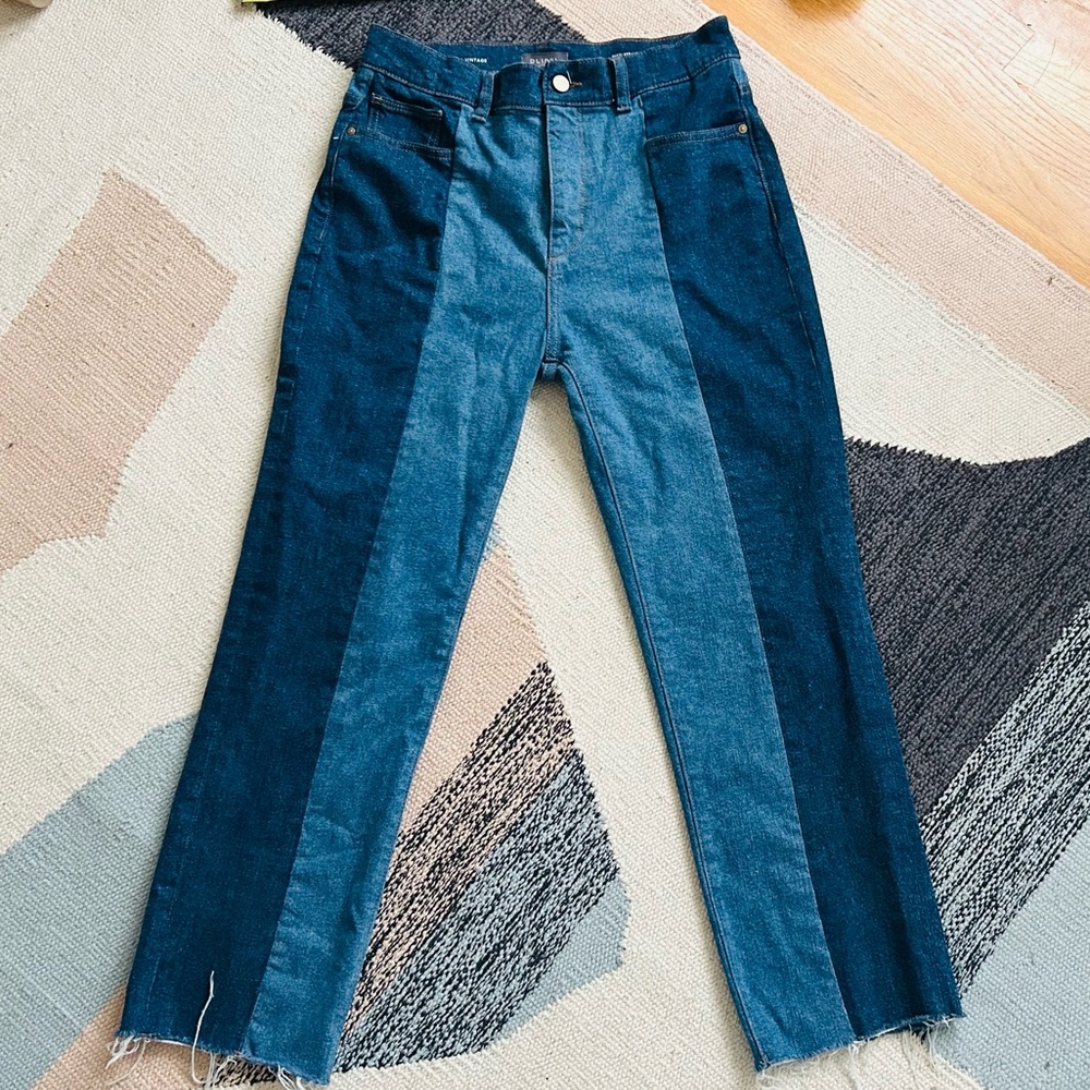 DL1961 Patti Straight vintage high rise ankle two tone jeans